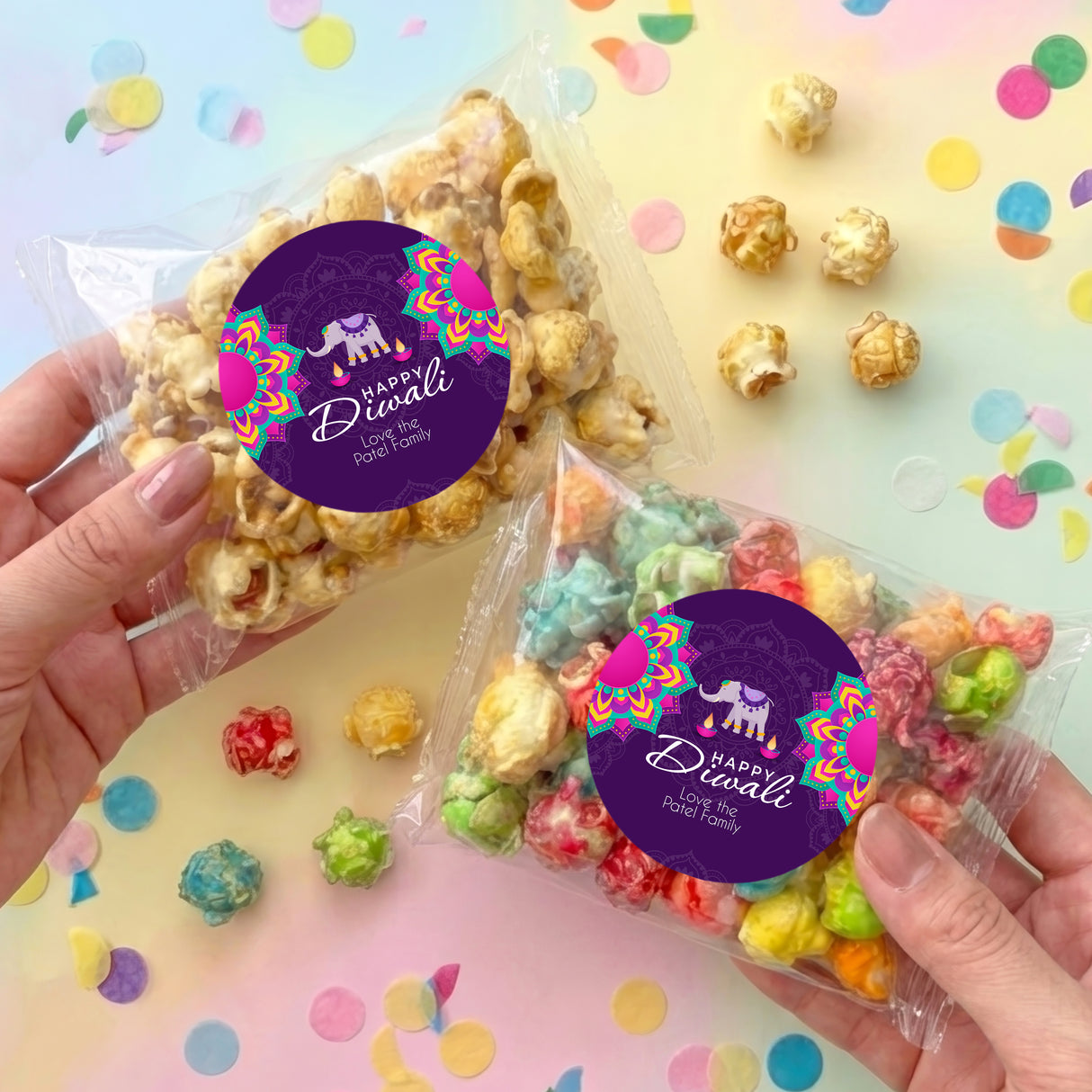 Diwali Purple Elephant Personalised Popcorn Bag