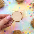 Personalised chocolate chip cookie in clear bag with round beige thank-you label