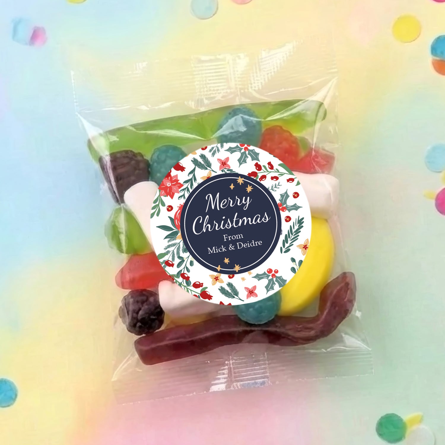 Christmas Florals Personalised Party Mix Lolly Bag