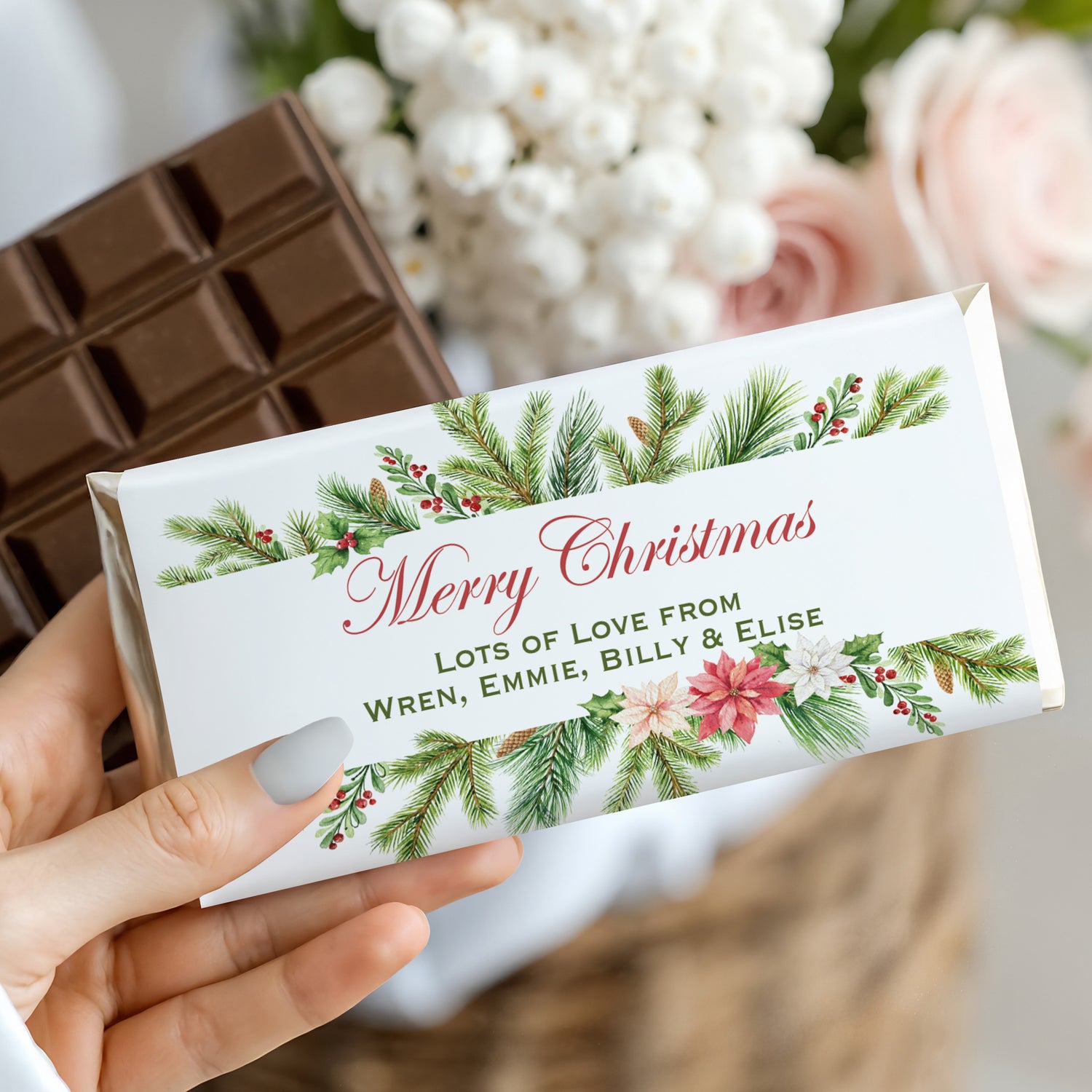 Watercolour Christmas Chocolate Bar