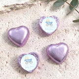Blue Baby Carriage Baby Shower Personalised Foil Covered Chocolate Hearts