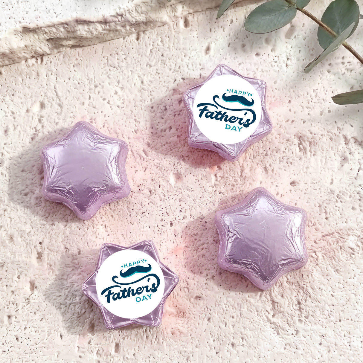 Moustache Fathers Day Personalised Foil Covered Chocolate Stars