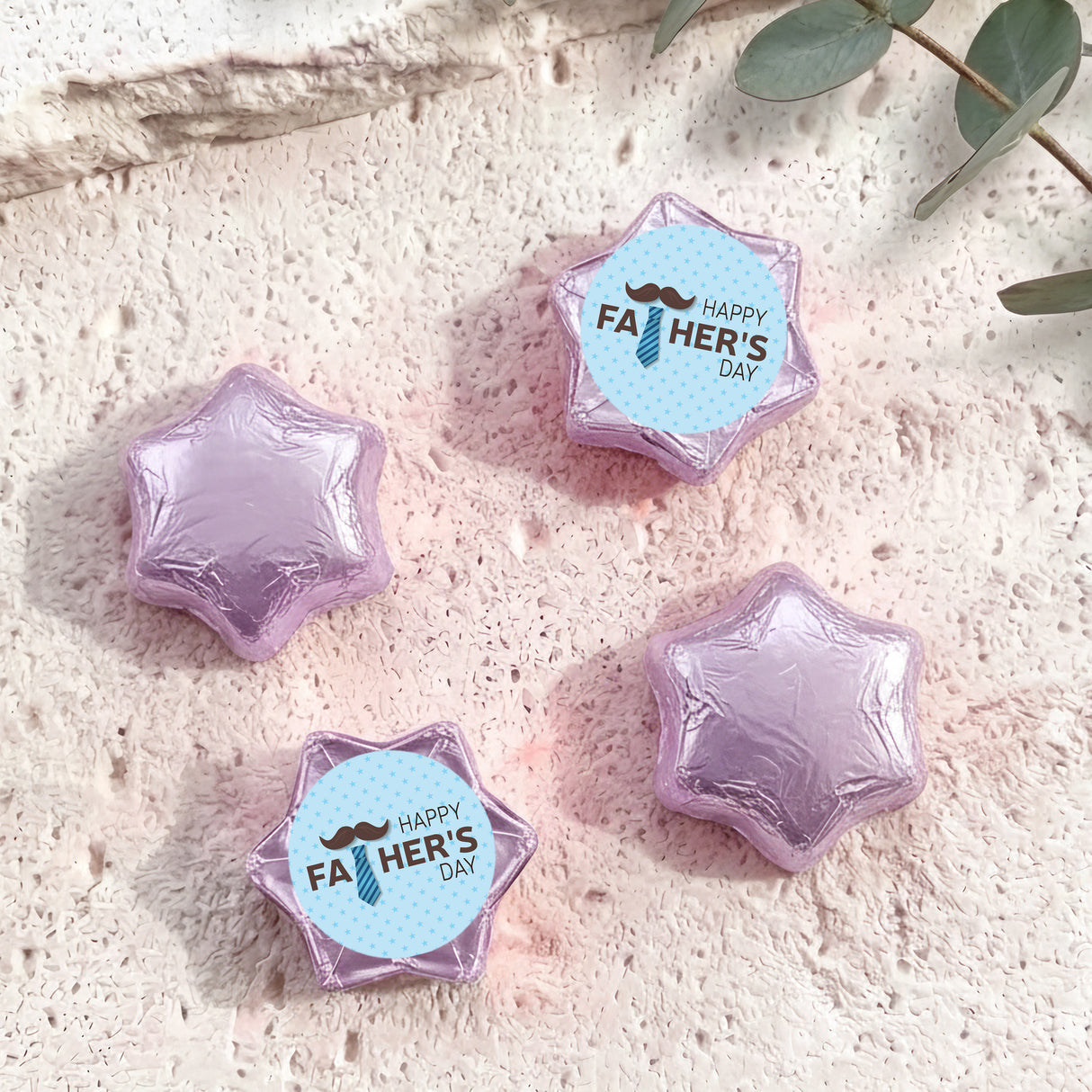 Tie Moustache Fathers Day Personalised Foil Covered Chocolate Stars