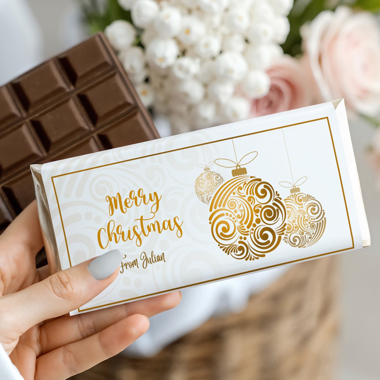 Christmas Gold Balls Chocolate Bar