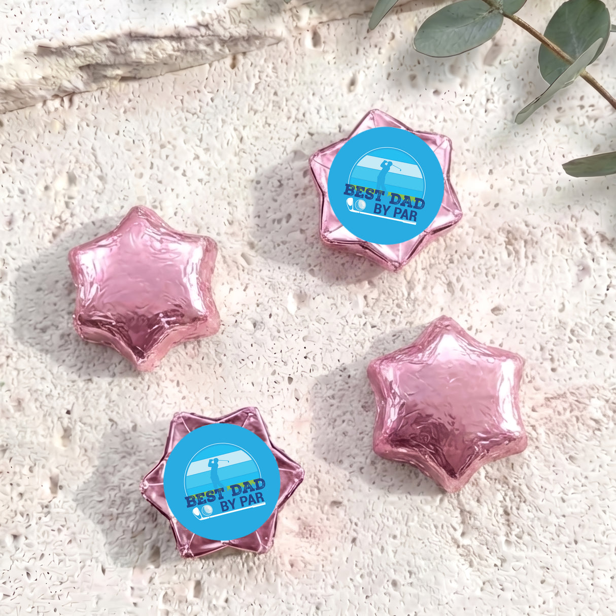 Best Dad By Par Golf Fathers Day Personalised Foil Covered Chocolate Stars