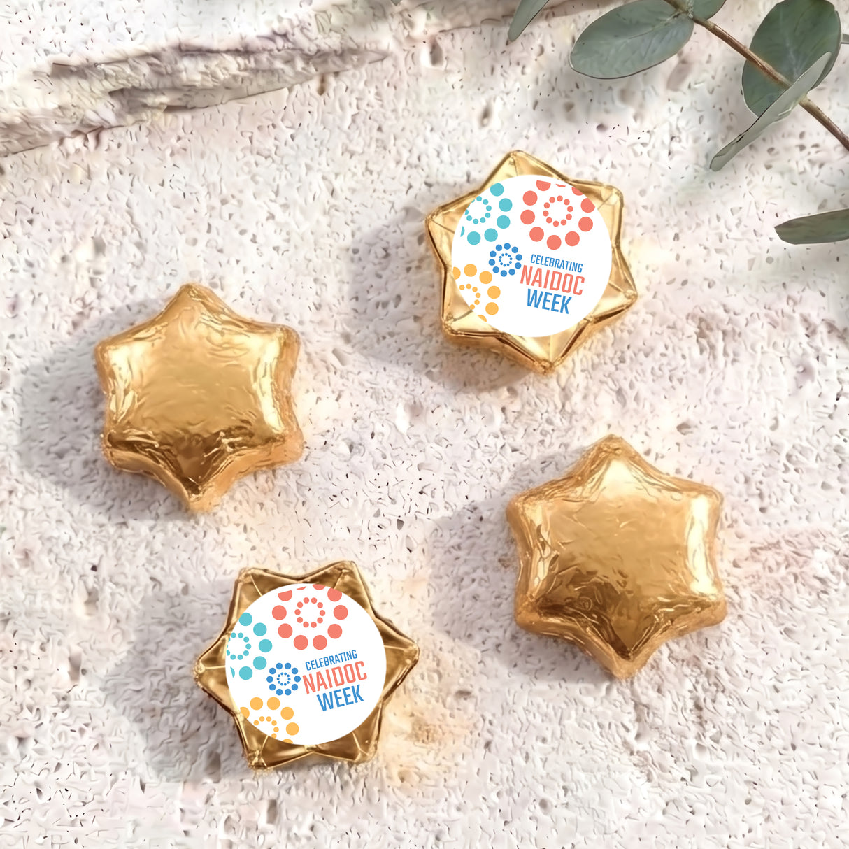 Naidoc Pastel Dots Personalised Foil Covered Chocolate Stars