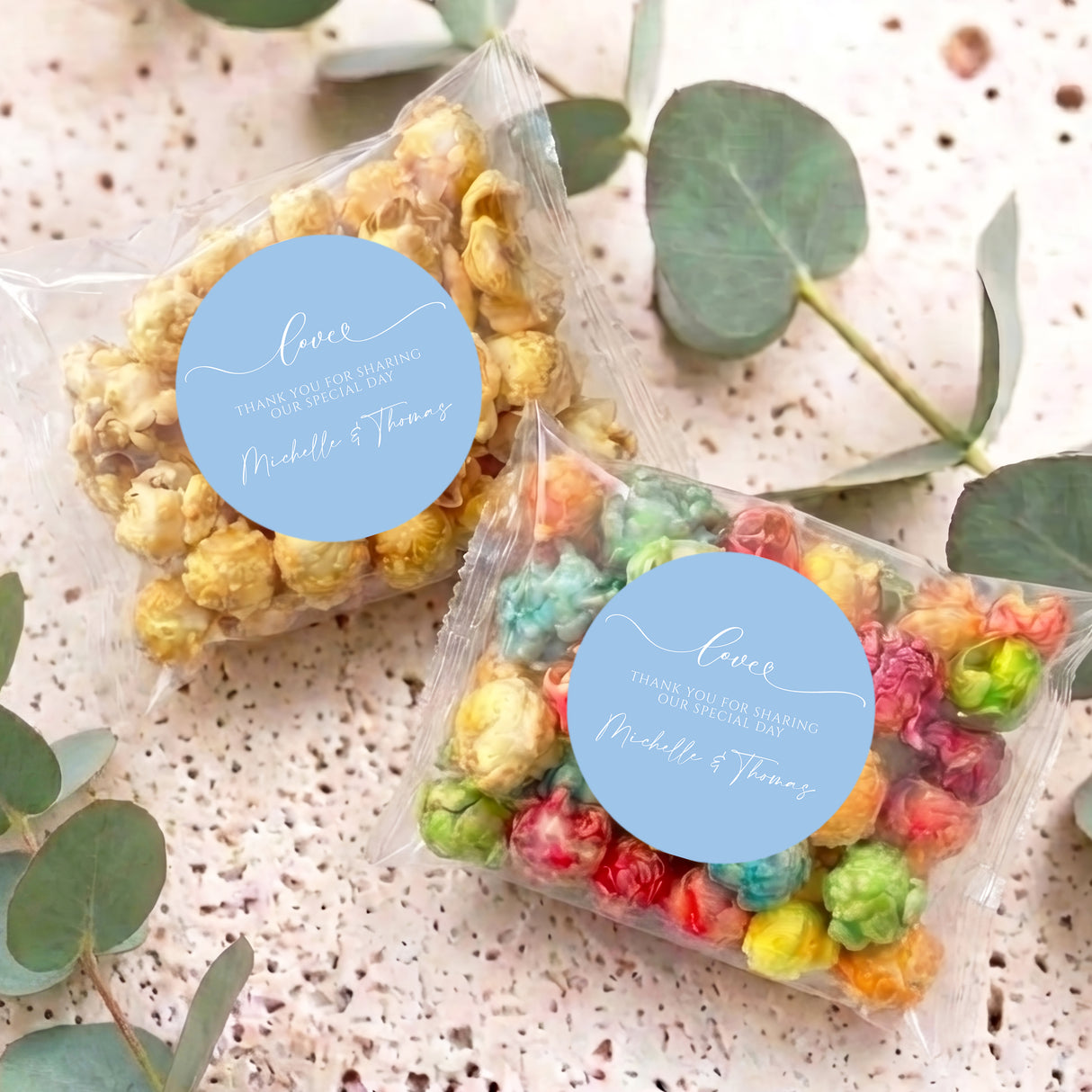 Baby Blue Wedding Love Personalised Popcorn Bag