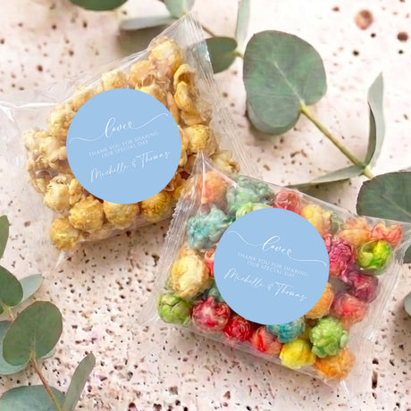 Baby Blue Wedding Love Personalised Popcorn Bag
