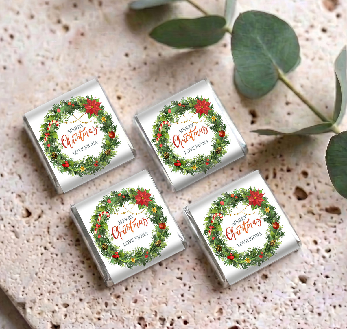 Christmas Wreath Personalised Mini Chocolates