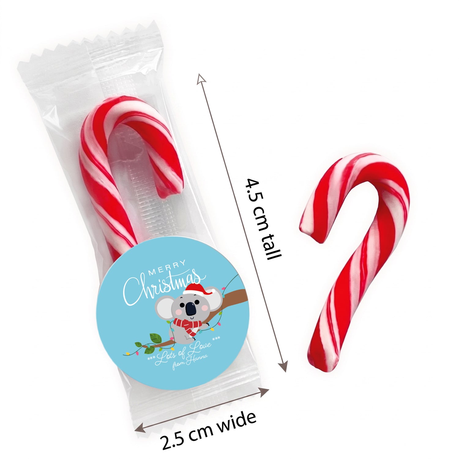 Christmas Koala Personalised Mini Candy Canes