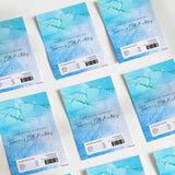 Blue marble birthday printed chocolate wrappers with barcode label