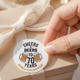 Cheers Beers 70th Birthday Round Printed Labels