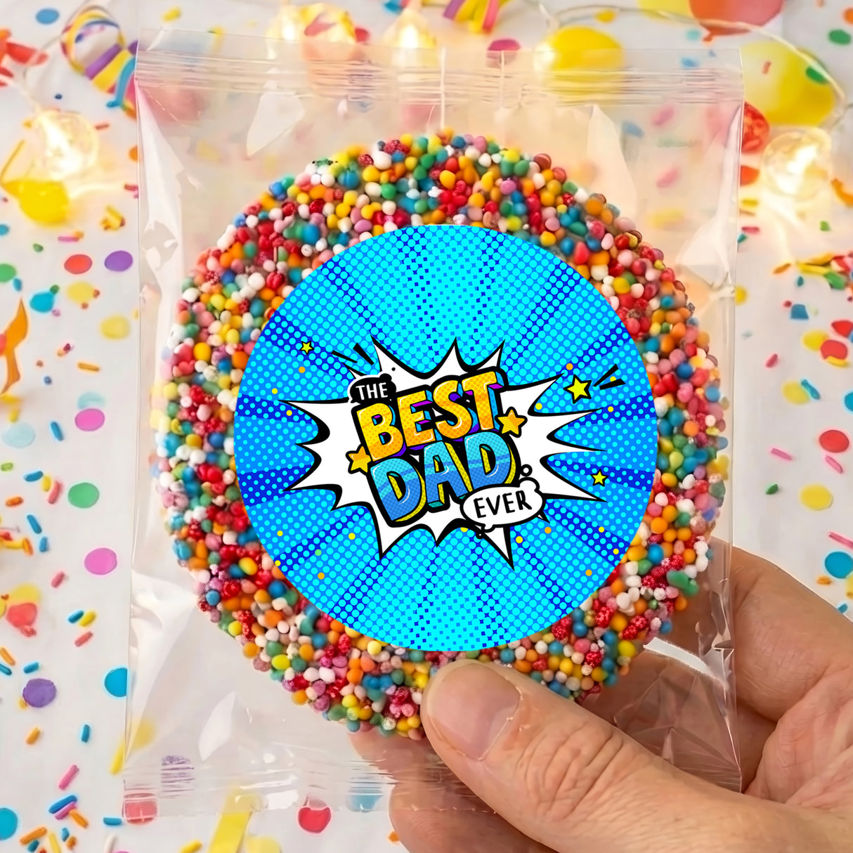 Best Dad Ever Fathers Day Blue Comic Personalised Giant Freckles