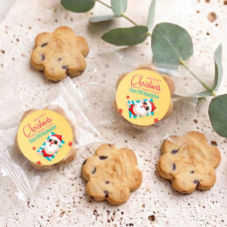 Sunbaking Santa Personalised Bite Size Choc Chip Cookies