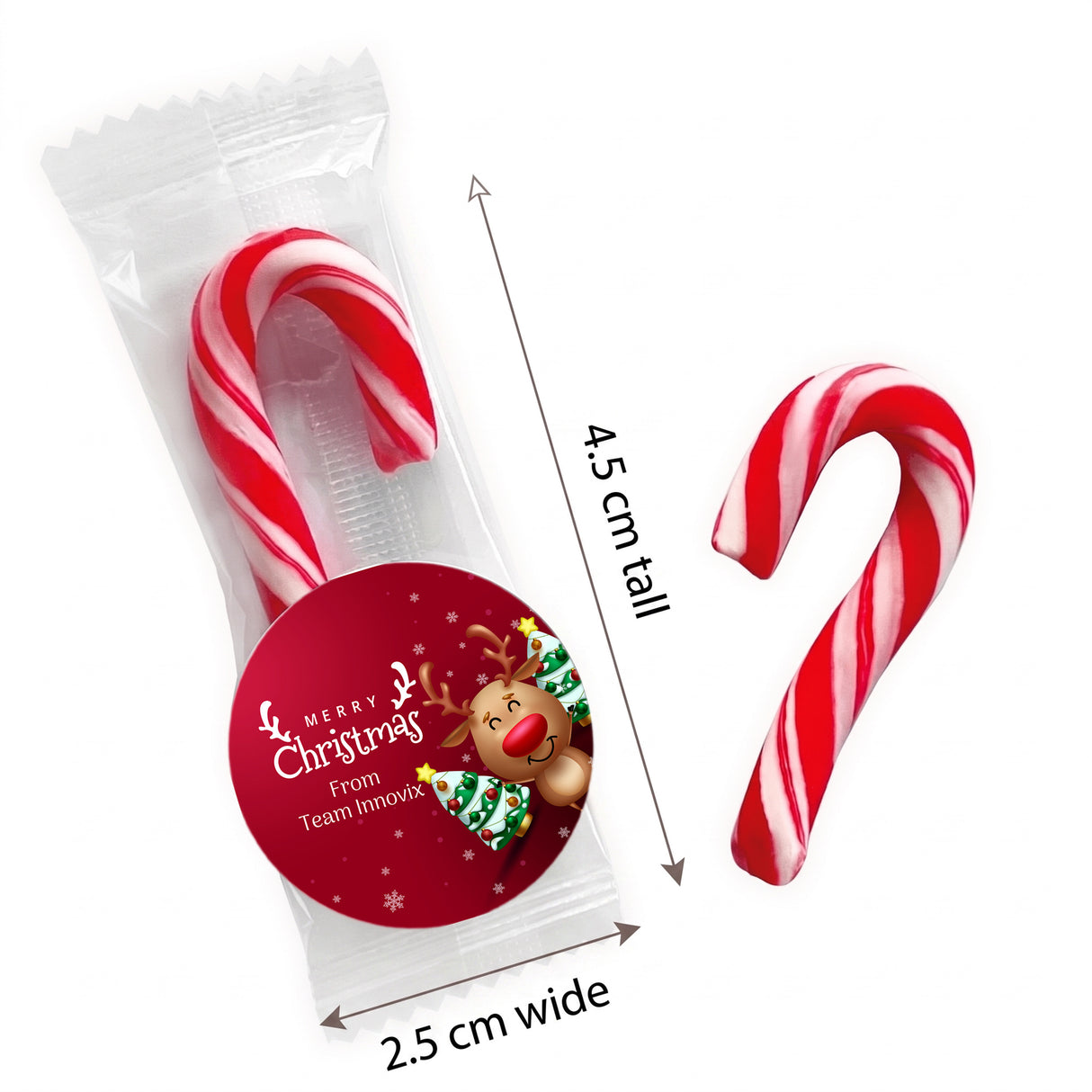Happy Reindeer Personalised Mini Candy Canes