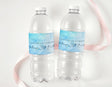 Personalised 30th birthday water bottle labels with blue thank-you text