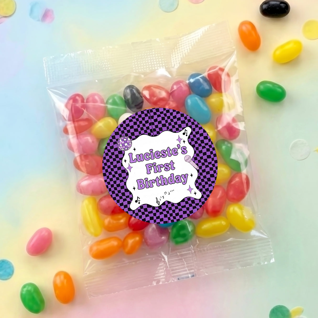 Purple Disco Personalised Jelly Bean Bags