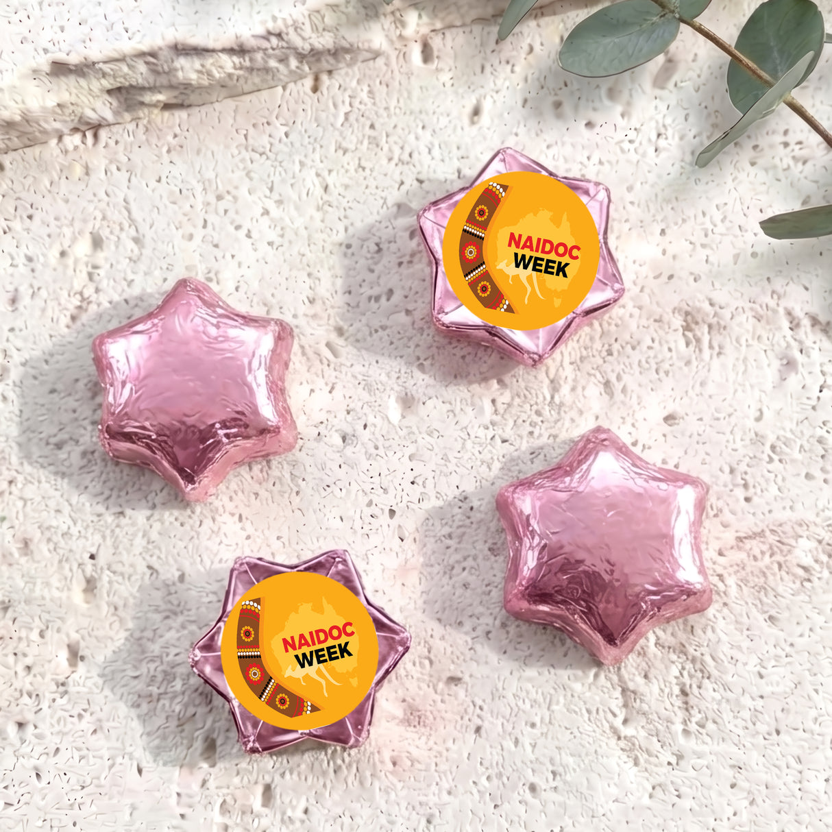 Naidoc Boomerang Personalised Foil Covered Chocolate Stars