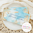 Ocean-themed chocolate bar wrapper in blue and gold watercolor, with sea life and thank-you text