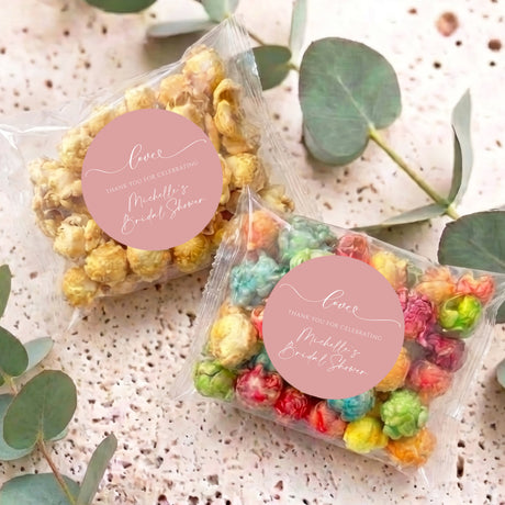 Dusty Pink Bridal Shower Love Personalised Popcorn Bag