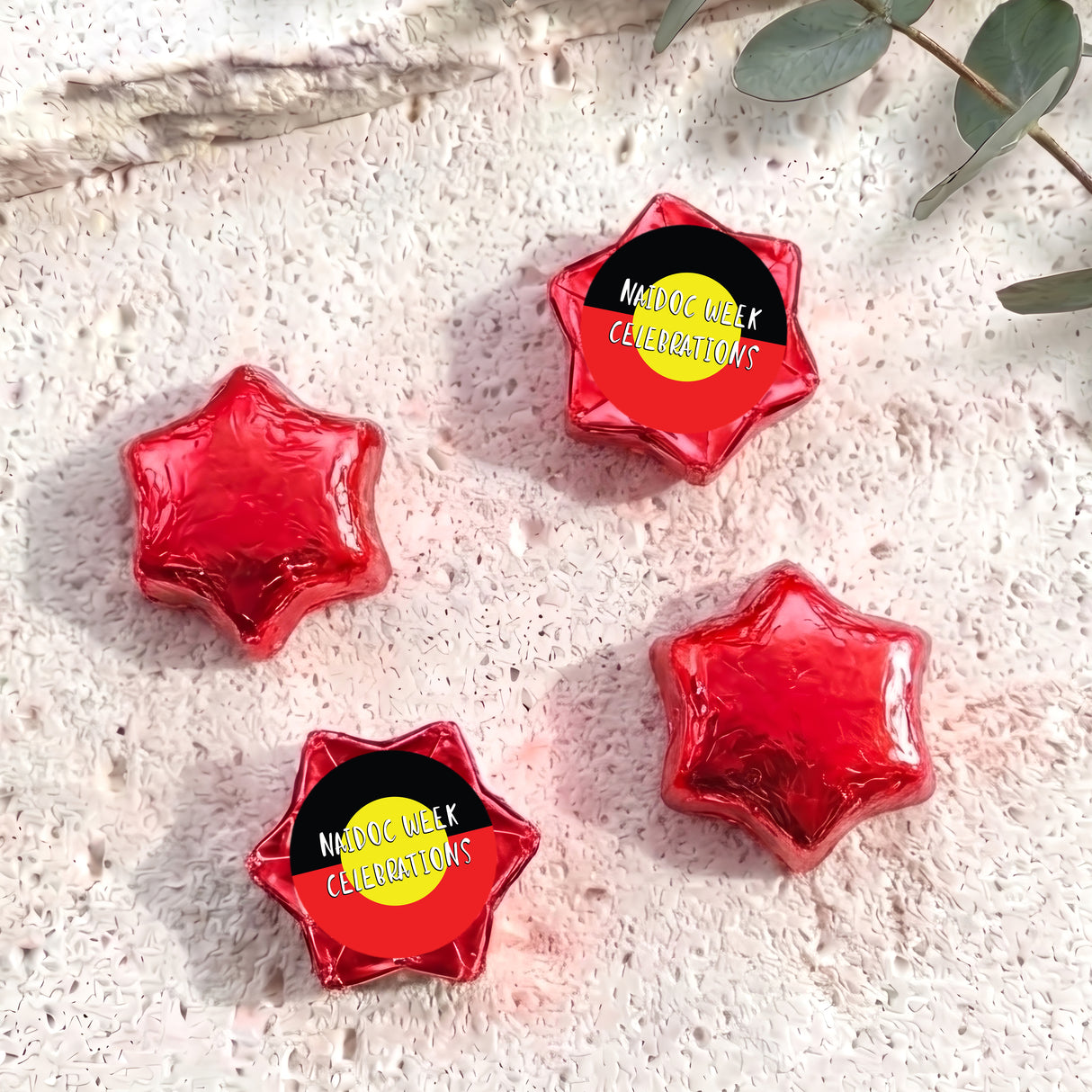 Naidoc Aboriginal Flag Personalised Foil Covered Chocolate Stars
