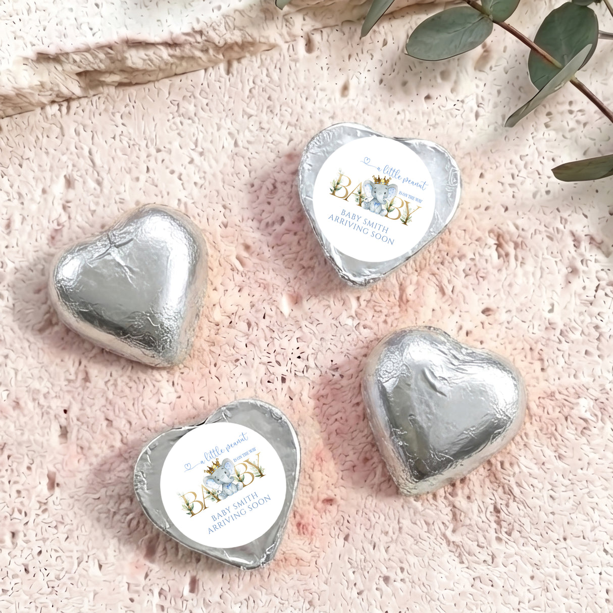 Little Peanut Baby Shower Personalised Foil Covered Chocolate Hearts
