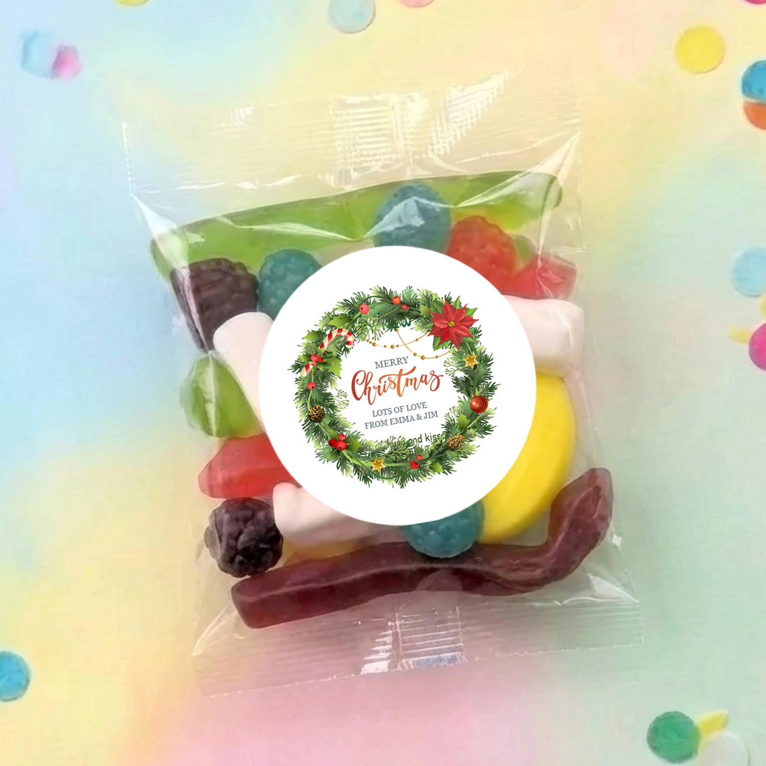 Christmas Greenery Personalised Party Mix Lolly Bag
