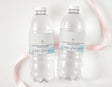 Personalised baptism water bottle labels for blue marble design, gold cross and name