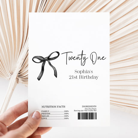 Black Bow 21st Birthday Chocolate Wrapper DIY