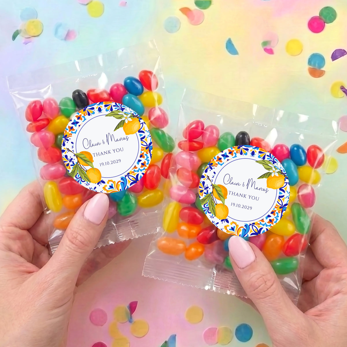 Amalfi Lemons Wedding Personalised Jelly Bean Bags