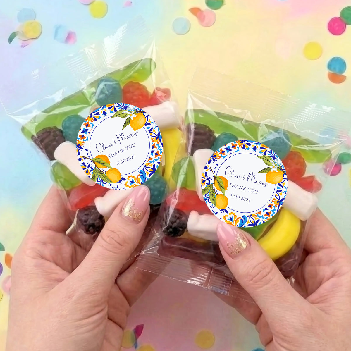 Amalfi Lemons Wedding Personalised Party Mix Lolly Bag
