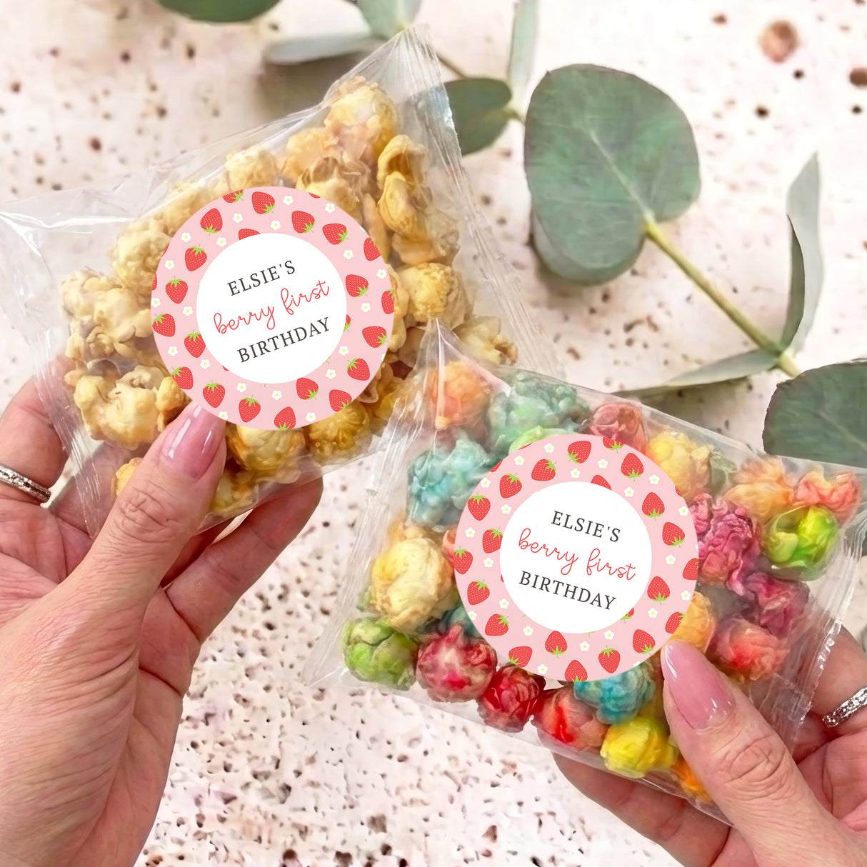 Berry First Birthday Personalised Popcorn Bag