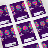 Purple Diwali elephant design chocolate wrapper DIY sheets with floral pattern, text, and barcode