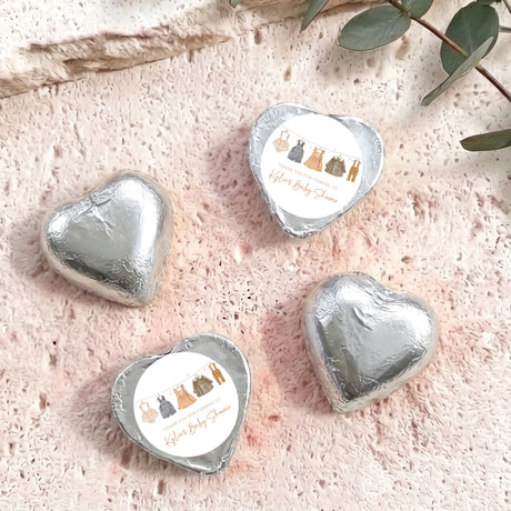 Silver foil-covered chocolate heart chocolates