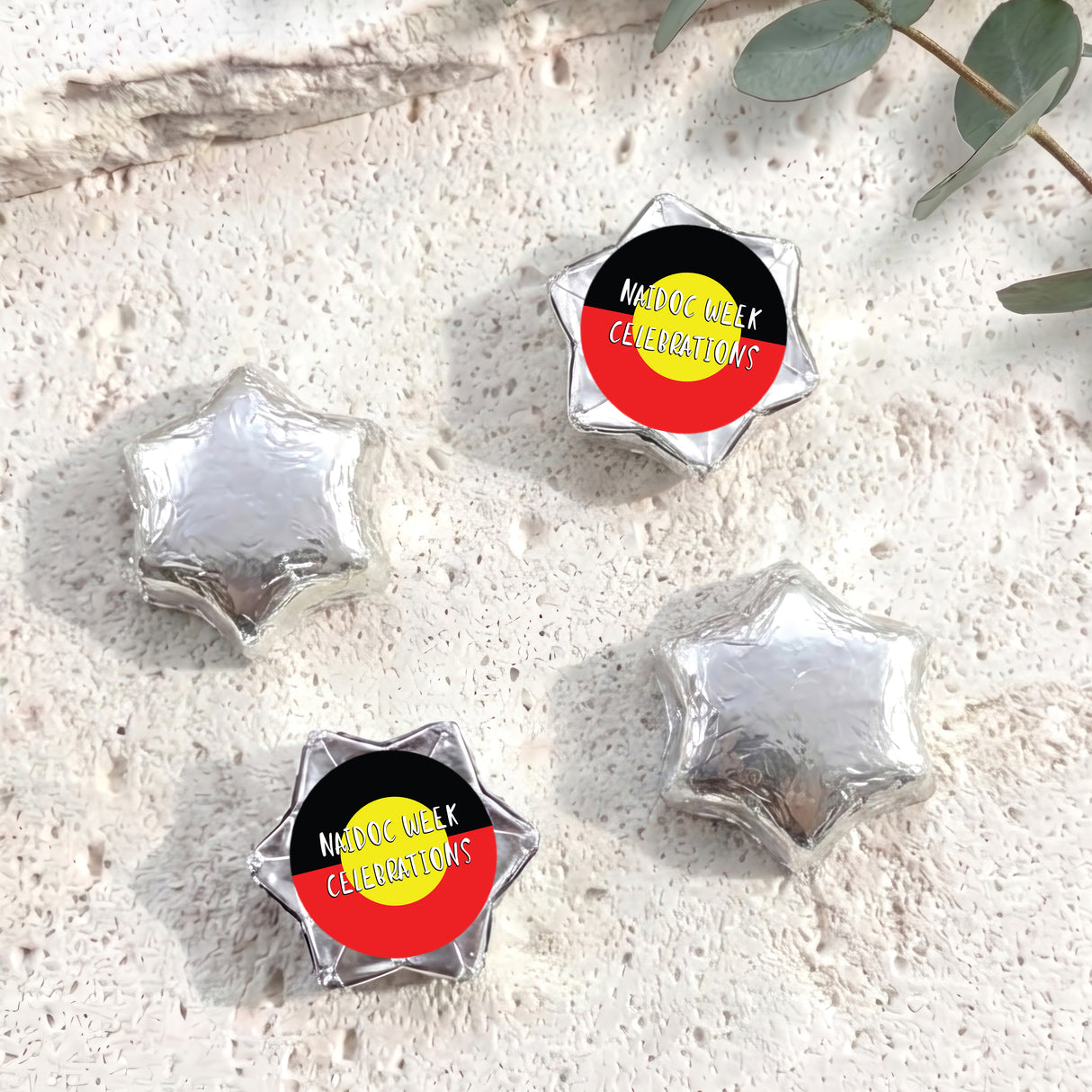 Naidoc Aboriginal Flag Personalised Foil Covered Chocolate Stars