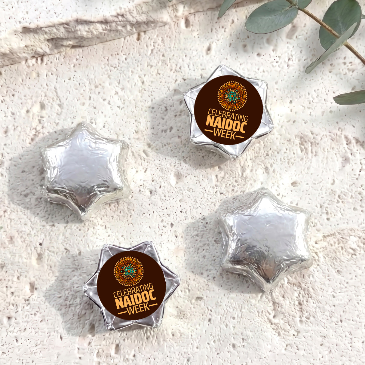 Naidoc Design 2 Personalised Foil Covered Chocolate Stars