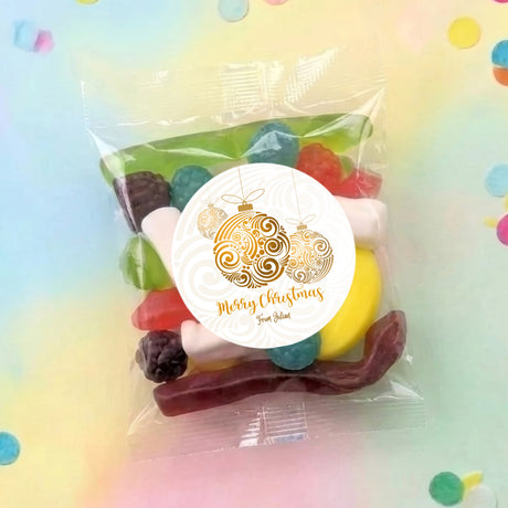 Christmas Gold Balls Personalised Party Mix Lolly Bag