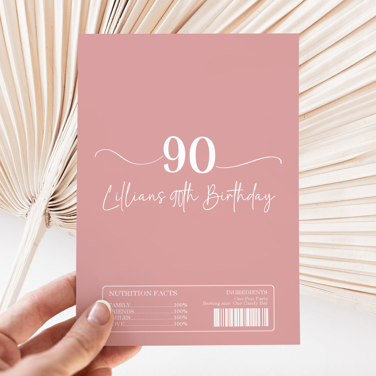 Dusty Pink 90th Birthday Chocolate Wrapper DIY