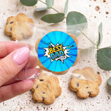 Best Dad Ever Fathers Day Blue Comic Personalised Bite Size Choc Chip Cookies