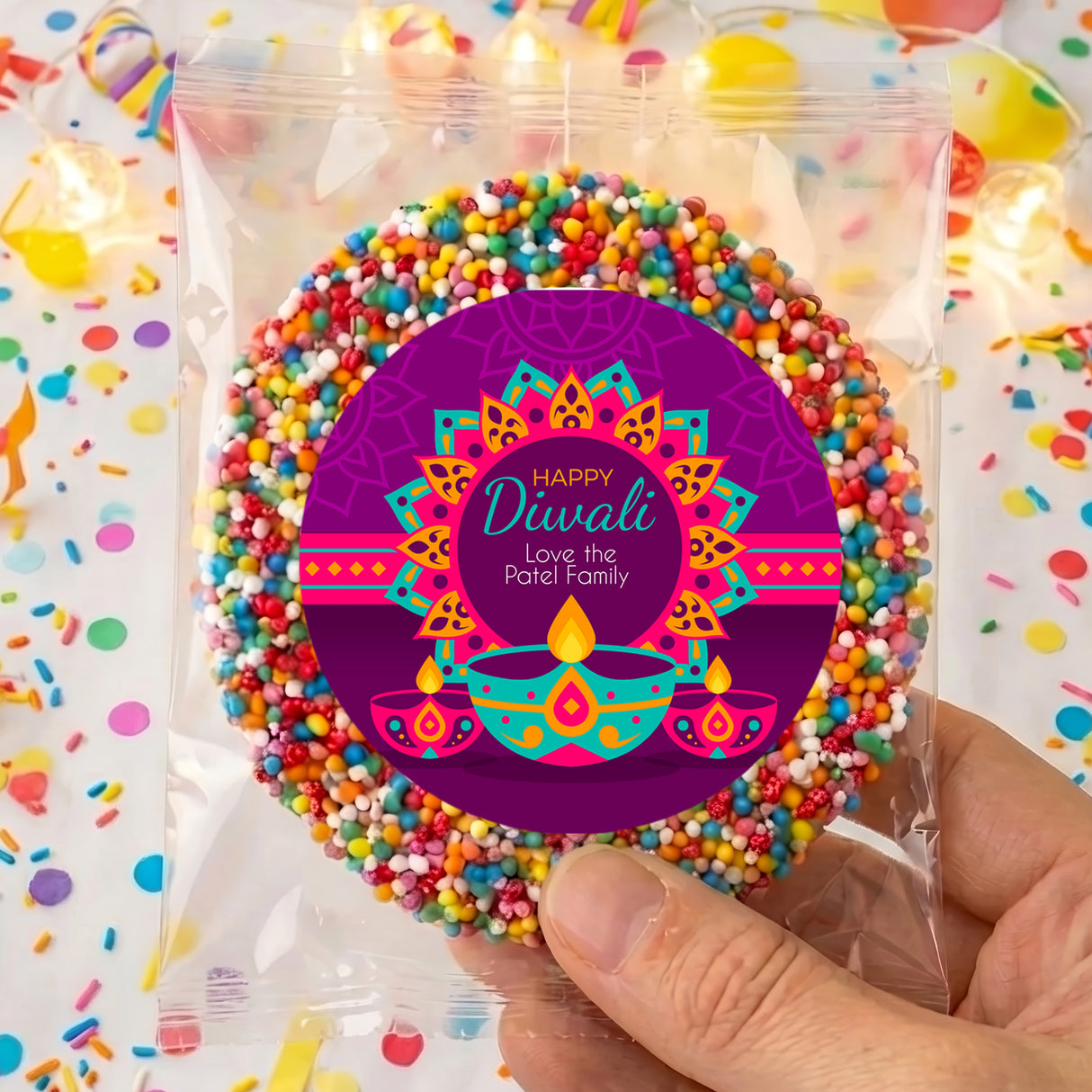 Vibrant Purple Diwali Personalised Giant Freckles