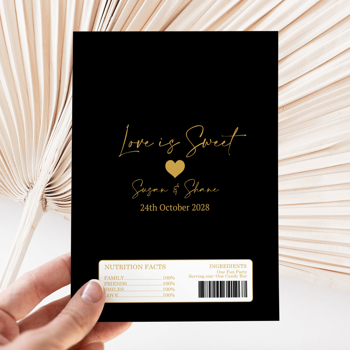 Love Is Sweet Gold Black Chocolate Bar Wrappers DIY