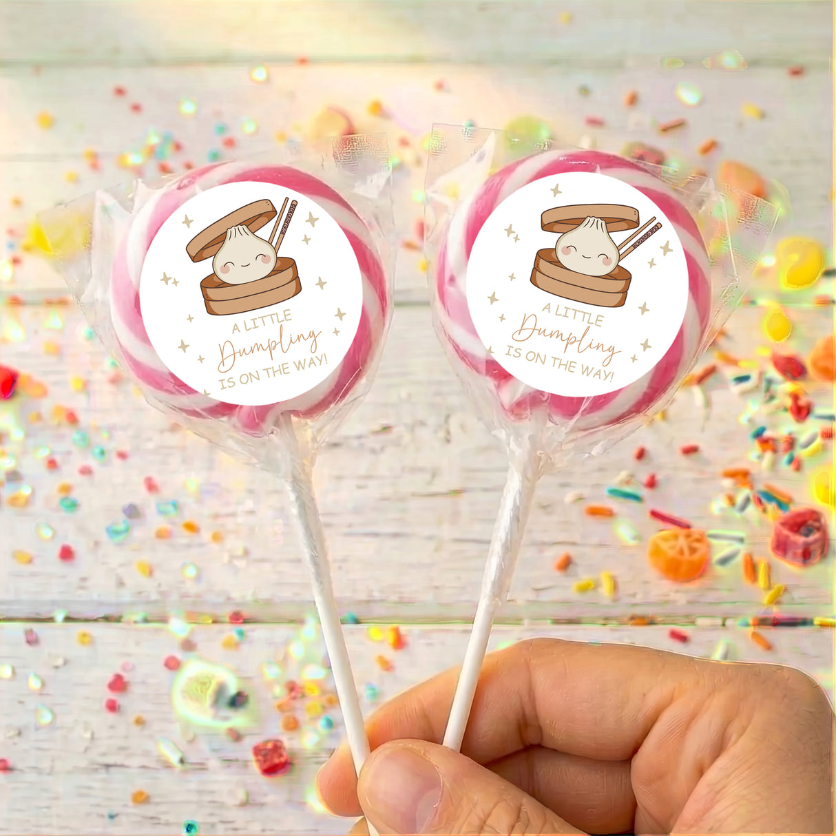 Little Dumpling Gender Neutral Baby Shower Personalised Lollipops