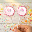 Pink Baby Carriage Baby Shower Personalised Lollipops