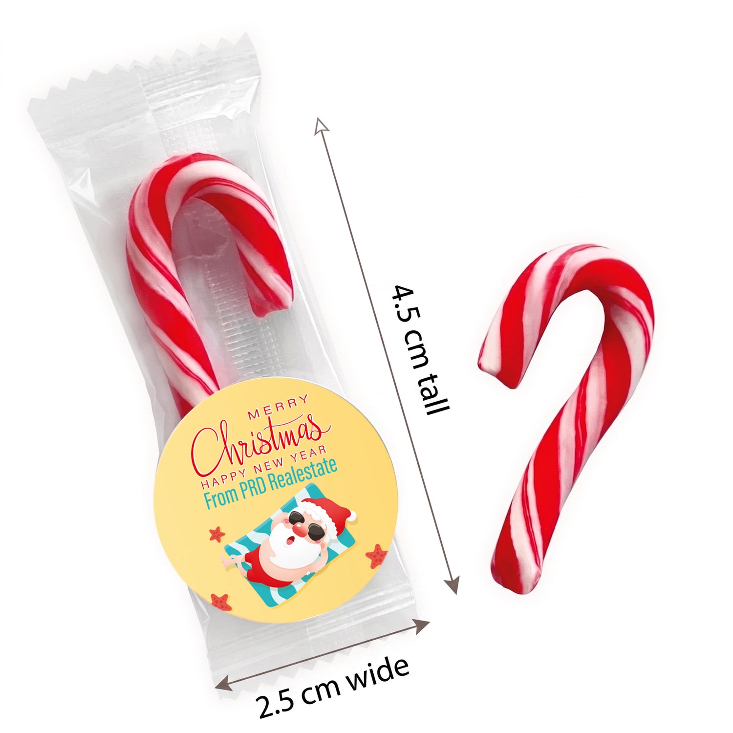 Sunbaking Santa Personalised Mini Candy Canes