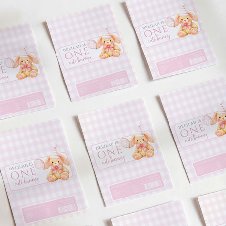 Pink Bunny First Birthday Chocolate Wrapper DIY Mockup