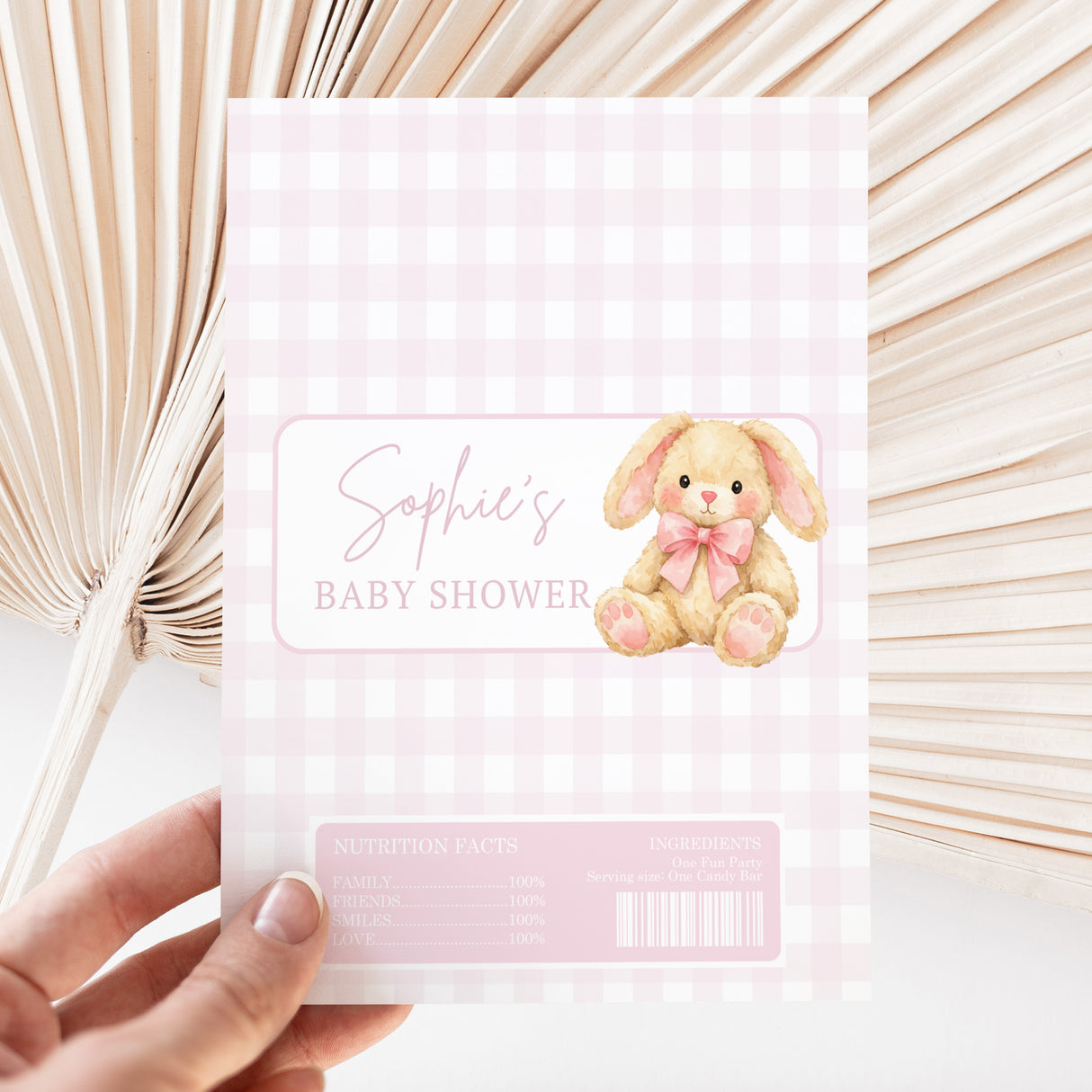 Pink Cute Bunny Baby Shower Chocolate Wrapper DIY