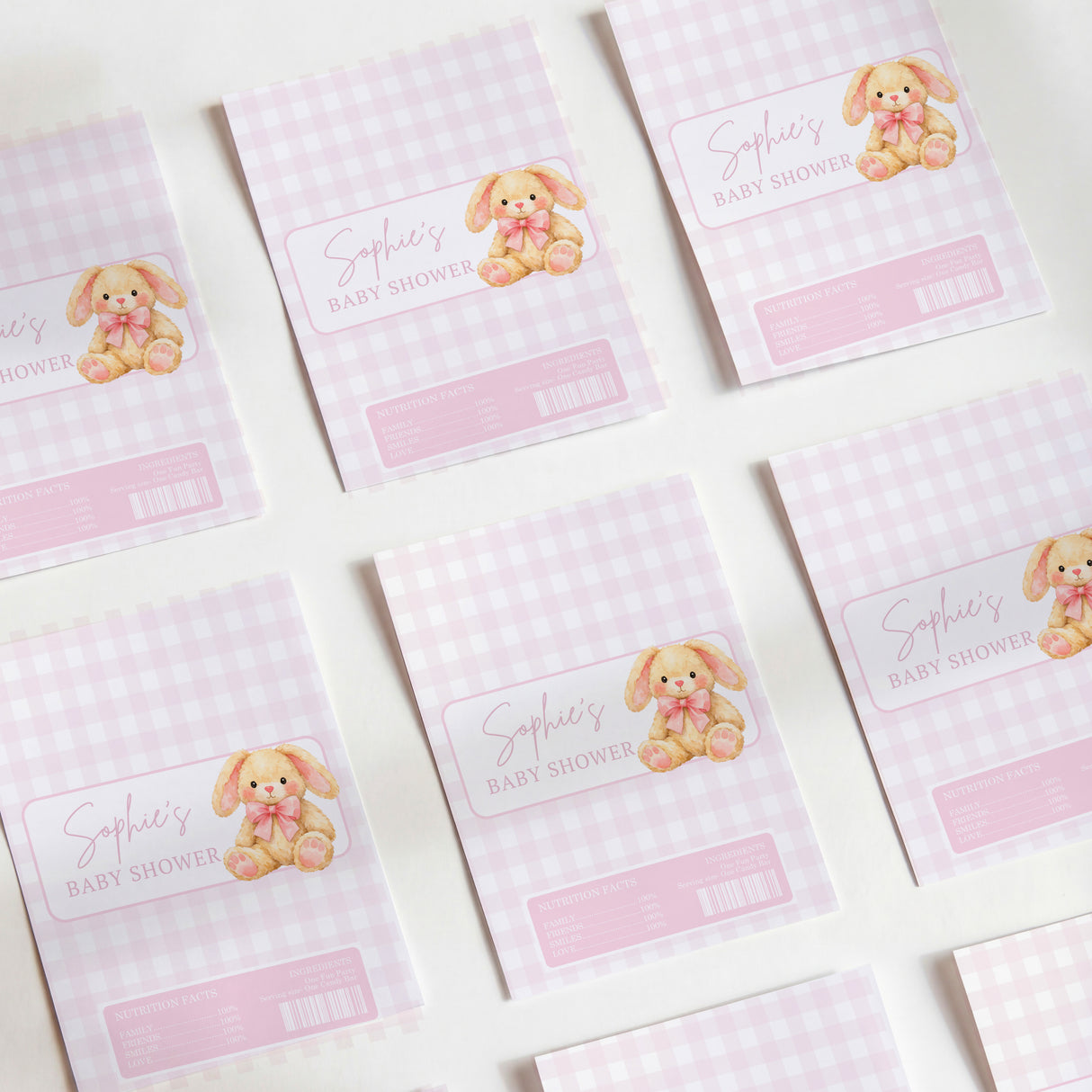 Pink Cute Bunny Baby Shower Chocolate Wrapper DIY Mockup