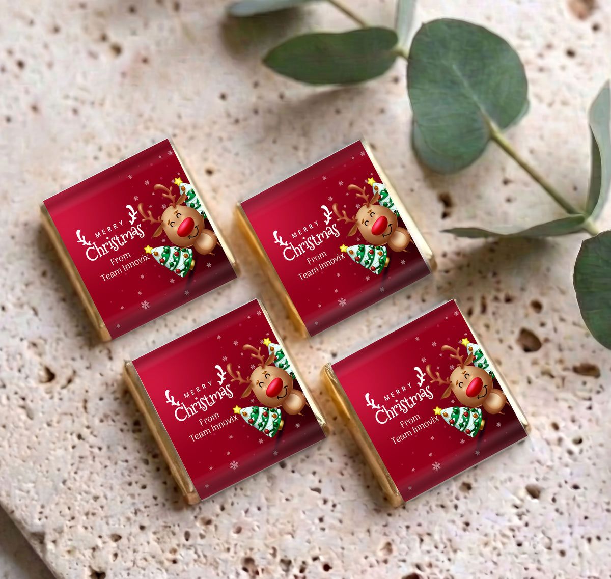 Happy Reindeer Personalised Mini Chocolates