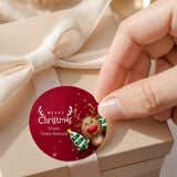 Happy Reindeer Round Printed Labels