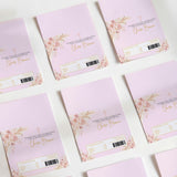 Boho printed chocolate wrappers, lavender with pampas florals and cross, small label strip